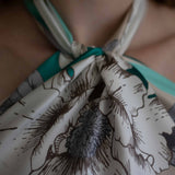 Foulard con Macroflore e Fondo Geometrico Anni '70 - 928