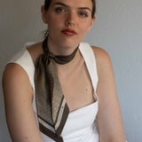 Bandeau in pura seta stampa sfumatura marrone - 930