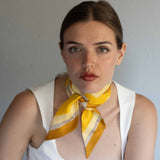 Bandeau in pura seta stampa geometrica gialla - 931
