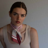 Bandeau in pura seta con stampa geometrica rosa - 936