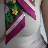 Bandeau in pura seta tropical rosa - 939