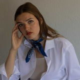 Bandana in pura seta Paisley Blu - 945