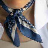 Bandana in pura seta micro disegno blu - 950