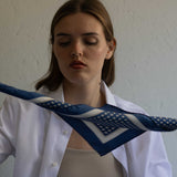 Bandana in pura seta micro disegno blu - 950