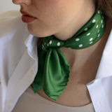 Bandana in pura seta pois verde - 953