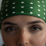 Bandana in pura seta pois verde - 953