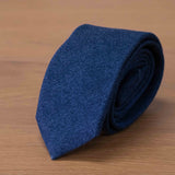 Cravatta Blu Navy in pura seta unito mélange  -  984