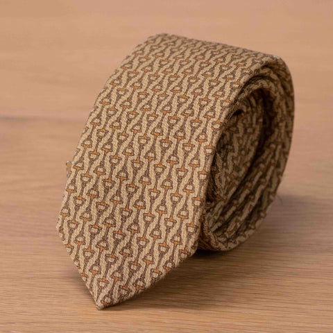 Cravatta Beige in pura seta  mélange  -  991