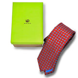 Cravatta pura Seta Rosso cuoricini Azzurro Cod 118