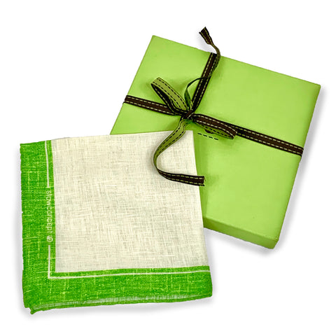 Fazzoletto da taschino in puro Lino stampato Verde Cod 133