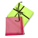 PURE LINEN PRINTED POCKET SQUARE, BRIGHT BERRY GINGHAM PRINT. COD 138