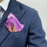 PURE LINEN PRINTED POCKET SQUARE, BRIGHT PINK ANCIENT FLORAL , COD 142