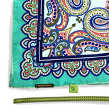 PURE SILK PRINTED SCARF CM 90X90 COLOR AQUA. COD 157