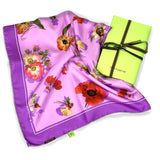 PURE SILK PRINTED SCARF CM 90X90 COLOR LILAC. COD 161