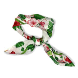 Foulard pura Seta Cm 70x70 stampa Tropical colore Bianco Cod 162