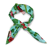 PURE SILK PRINTED SILK CM 70X70 TROPICAL FLORAL COLOR AQUA. COD 163