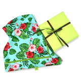 Foulard pura Seta Cm 70x70 stampa Tropical colore Acqua Cod 163