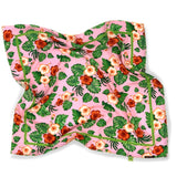 Foulard pura Seta cm 70x70 stampa tropical colore Rosa Cod 164