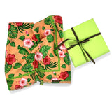 Foulard pura Seta cm 70x70 stampa Tropical colore Arancio chiaro Cod 165