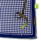 Foulard pura Seta cm 70x70 stampa disegno Vichy colore Blu Cod 169