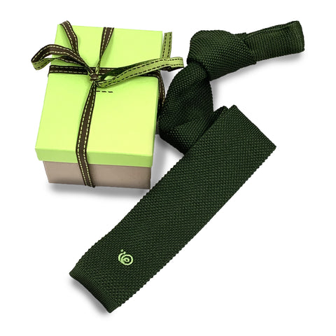 Cravatta a maglia pura Seta Verde scuro larga cm 6 Cod 016