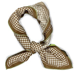 Foulard pura Seta cm 70x70 stampa disegno Vichy colore Beige Cod 170