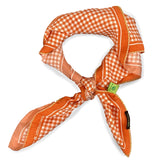 Foulard pura Seta Cm 70x70 stampa disegno Vichy colore Arancione Cod 173