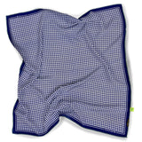 PURE SILK PRINTED  BANDANA CM 70X70 GINGHAM DESIGN COLOR DARK BLUE. COD 174