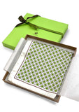Fazzoletto da taschino in pura Seta stampa colore Verde Cod 026