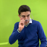 “SLOW” BLUE SWEATER IN PURE COTTON LONG SLEEVE COD 276-277-278-279