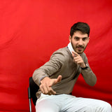 “SLOW” TAUPE SWEATER IN PURE COTTON LONG SLEEVE 288-289-290-291