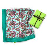 Foulard pura Seta cm 90x90 stampa Paisley colore Acqua Cod  292