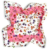 Foulard pura Seta Cm 90x90 stampa fiorato cornice Rosa Cod 298