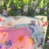 Foulard pura Seta Cm 90x90 stampa fiorato cornice Rosa Cod 298