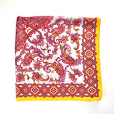 Foulard pura Seta Cm 90x90 Stampa Paisley cornice Giallo Cod 299