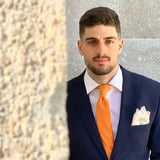 Cravatta cerimonia pura seta Arancione a pois Cod  315