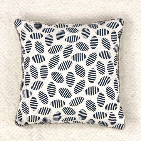 LINEN AND COTTON PRINTED PILLOW DESIGN CHARCOAL OVALS COD 337