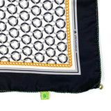 Foulard pura Seta Cm 90x90 stampa Anelli colore Nero Cod 341