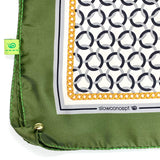 Foulard pura Seta stampa Anelli colore Oliva Cod 343