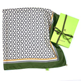 Foulard pura Seta stampa Anelli colore Oliva Cod 343