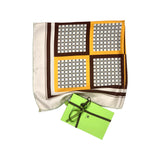 Foulard pura Seta Cm 90x90 stampa Cornici colore Giallo e Marrone Cod 344