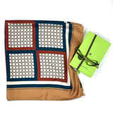 Foulard pura Seta Cm 90x90 stampa Cornici colore Ruggine e Petrolio Cod 345