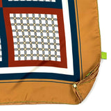 Foulard pura Seta Cm 90x90 stampa Cornici colore Ruggine e Petrolio Cod 345