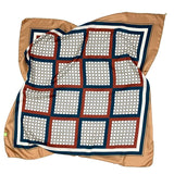 Foulard pura Seta Cm 90x90 stampa Cornici colore Ruggine e Petrolio Cod 345