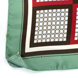 Foulard pura Seta Cm 90x90 stampa Cornici colore Reseda e marrone Cod 346