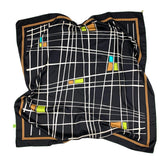 PURE SILK PRINTED SCARF CM 90X90 GEO DESIGN COLOR BLACK COD 347