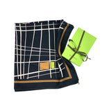 Foulard pura Seta Cm 90x90 stampa geometrico colore Nero Cod 347