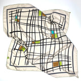 Foulard pura Seta Cm 90x90 stampa geometrico colore Ecru Cod 348