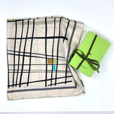 PURE SILK PRINTED SCARF CM 90X90 GEO DESIGN COLOR ECRU COD 348