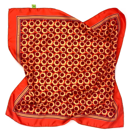 Foulard pura seta cm 70x70 stampa geo'70 colore Arancione Cod 359